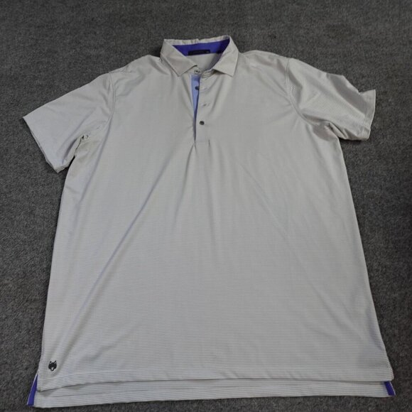 Greyson Mens Polo Shirt 2XL Gray Striped Green Spring Valley Embroidery - Picture 1 of 7